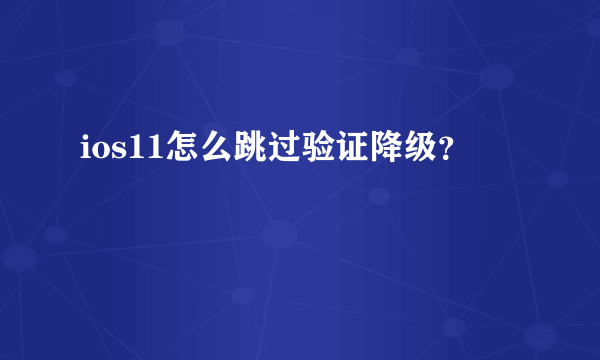 ios11怎么跳过验证降级？