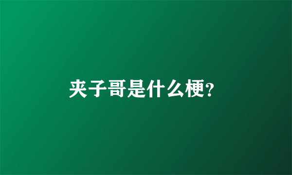 夹子哥是什么梗？