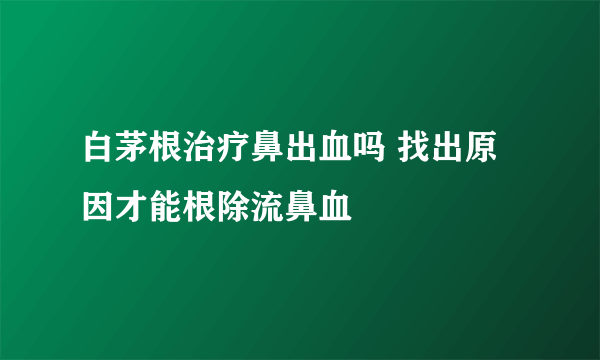 白茅根治疗鼻出血吗 找出原因才能根除流鼻血