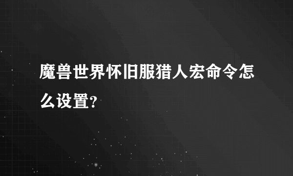 魔兽世界怀旧服猎人宏命令怎么设置？