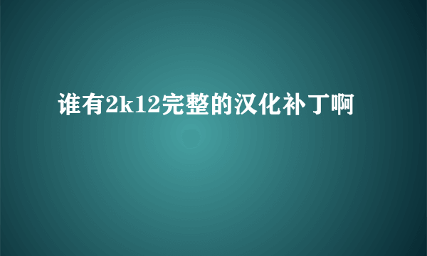 谁有2k12完整的汉化补丁啊