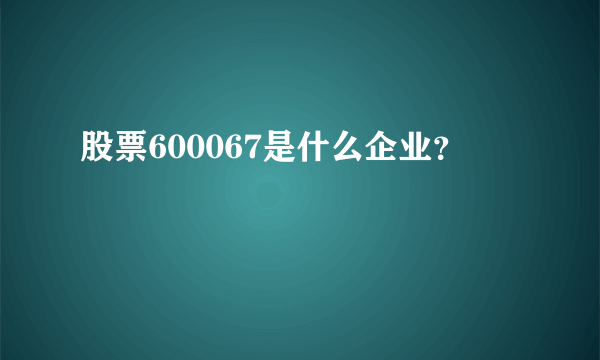 股票600067是什么企业？