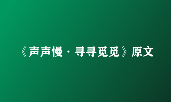 《声声慢·寻寻觅觅》原文