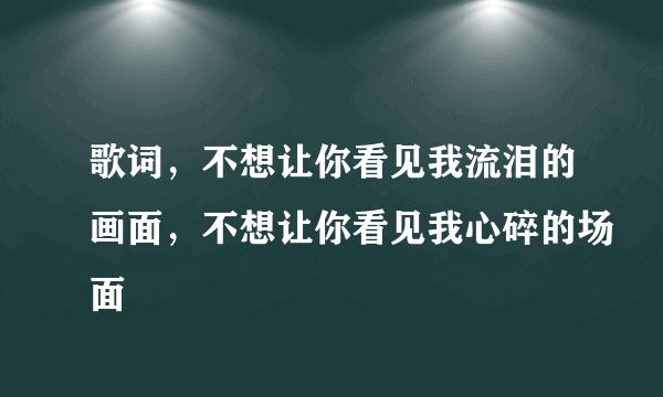 歌词，不想让你看见我流泪的画面，不想让你看见我心碎的场面