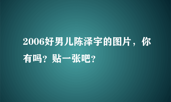 2006好男儿陈泽宇的图片，你有吗？贴一张吧？