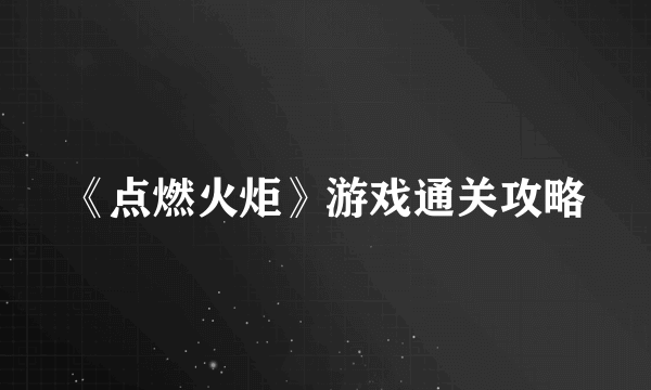 《点燃火炬》游戏通关攻略