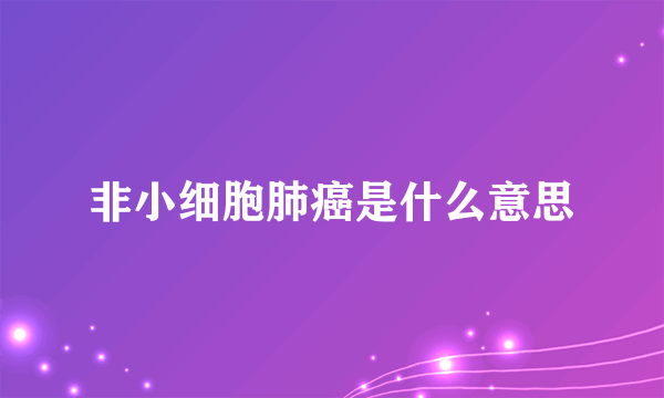 非小细胞肺癌是什么意思