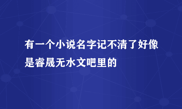 有一个小说名字记不清了好像是睿晟无水文吧里的