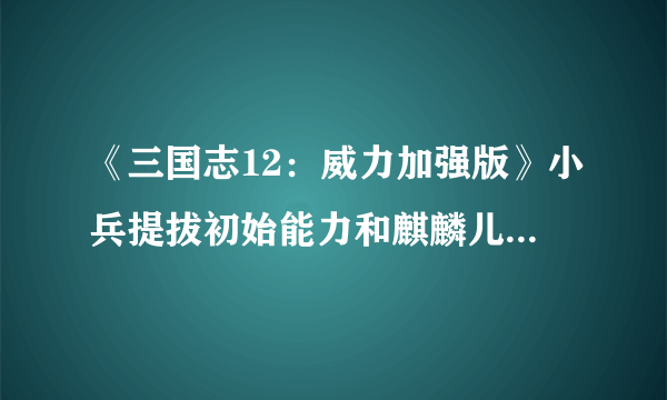 《三国志12：威力加强版》小兵提拔初始能力和麒麟儿概率参数相关AdjustParam