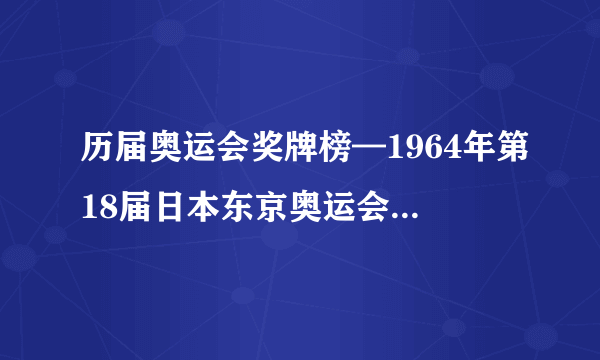 历届奥运会奖牌榜—1964年第18届日本东京奥运会各个国家所获奖牌排名