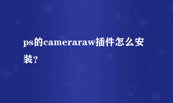 ps的cameraraw插件怎么安装？