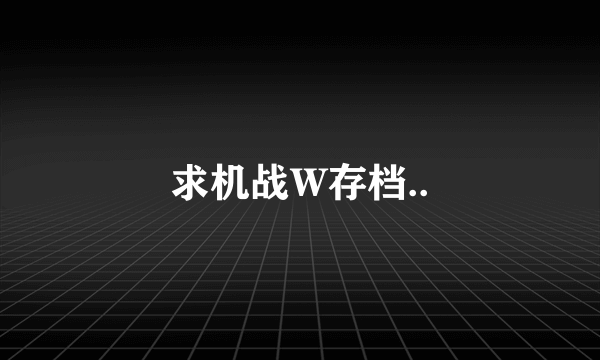 求机战W存档..