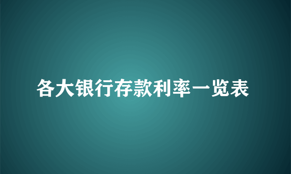 各大银行存款利率一览表 