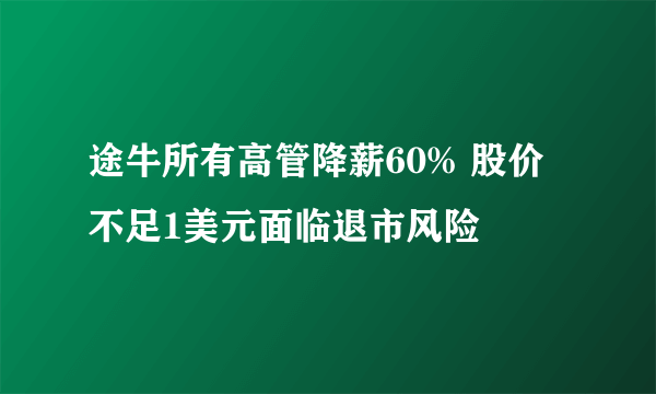 途牛所有高管降薪60% 股价不足1美元面临退市风险