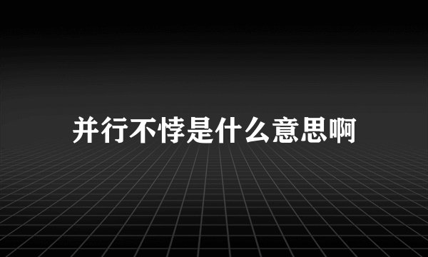 并行不悖是什么意思啊