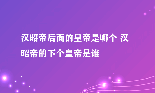 汉昭帝后面的皇帝是哪个 汉昭帝的下个皇帝是谁