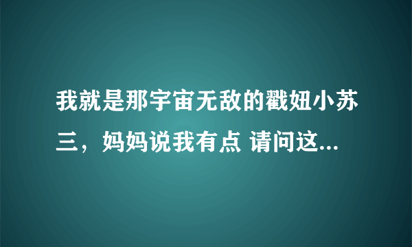 我就是那宇宙无敌的戳妞小苏三，妈妈说我有点 请问这是什么歌，歌名叫什么？