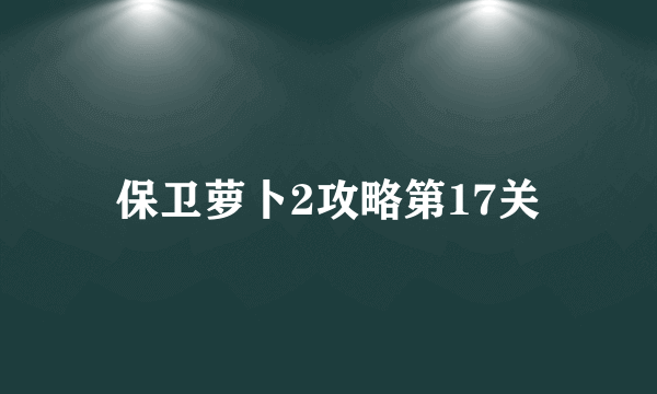 保卫萝卜2攻略第17关