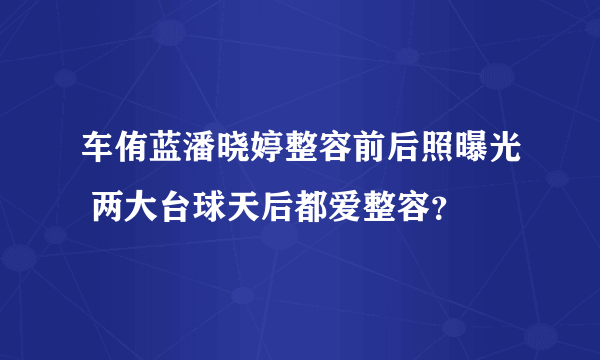 车侑蓝潘晓婷整容前后照曝光 两大台球天后都爱整容？