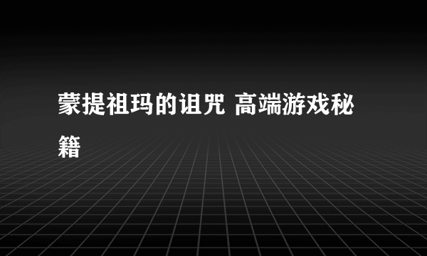 蒙提祖玛的诅咒 高端游戏秘籍