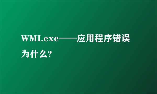 WMI.exe——应用程序错误为什么?