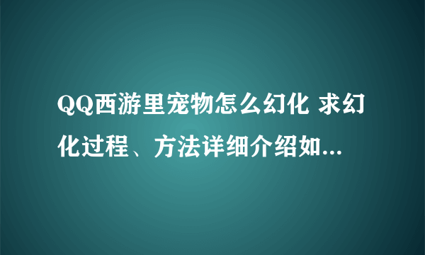 QQ西游里宠物怎么幻化 求幻化过程、方法详细介绍如题 谢谢了