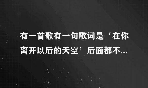 有一首歌有一句歌词是‘在你离开以后的天空’后面都不记得了，那是什么歌