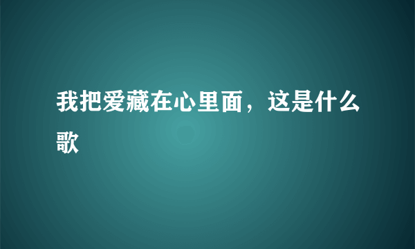 我把爱藏在心里面，这是什么歌