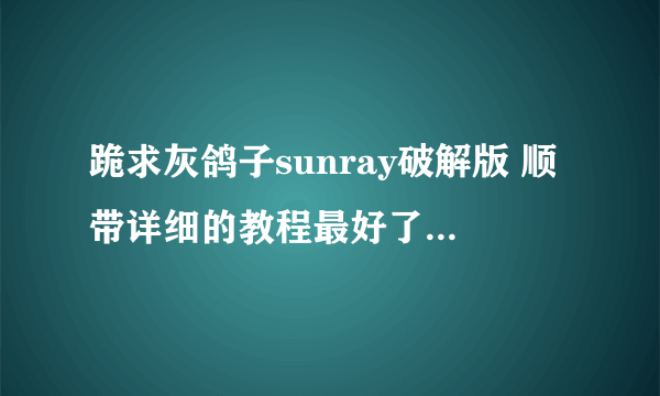 跪求灰鸽子sunray破解版 顺带详细的教程最好了 本人菜鸟一个