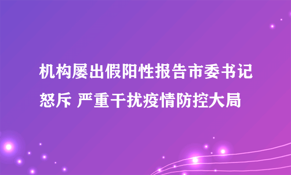 机构屡出假阳性报告市委书记怒斥 严重干扰疫情防控大局