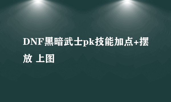 DNF黑暗武士pk技能加点+摆放 上图