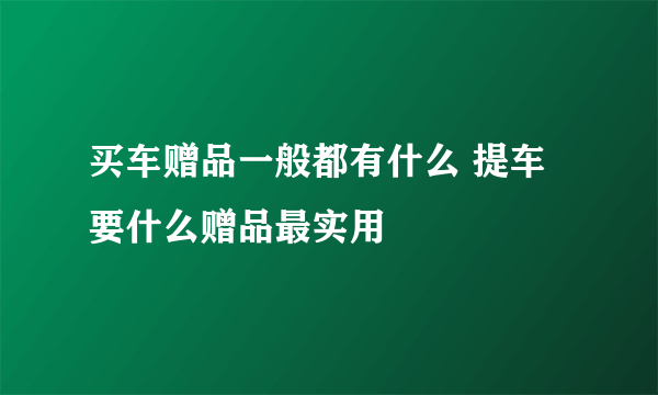 买车赠品一般都有什么 提车要什么赠品最实用