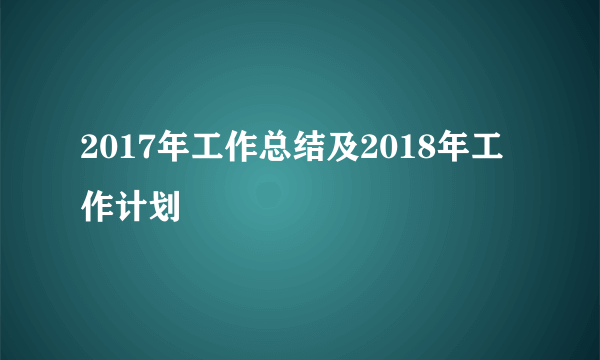 2017年工作总结及2018年工作计划