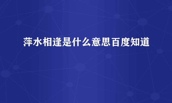 萍水相逢是什么意思百度知道