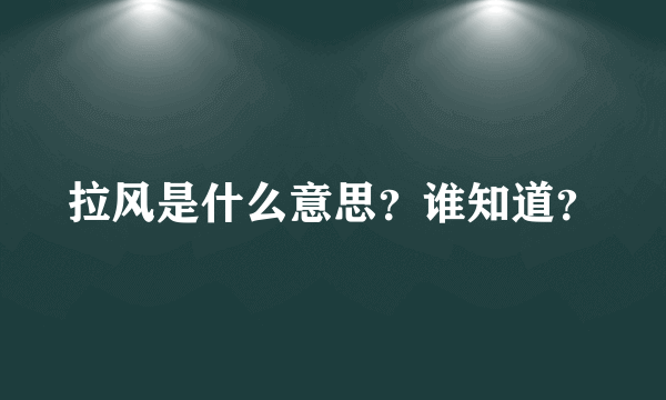 拉风是什么意思？谁知道？