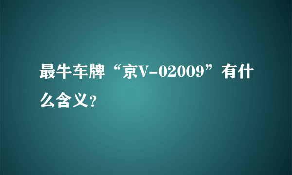 最牛车牌“京V-02009”有什么含义？