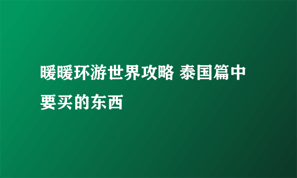 暖暖环游世界攻略 泰国篇中要买的东西