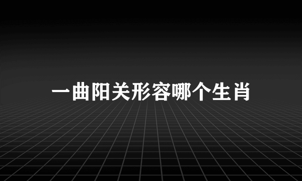 一曲阳关形容哪个生肖