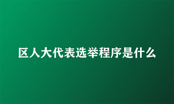 区人大代表选举程序是什么