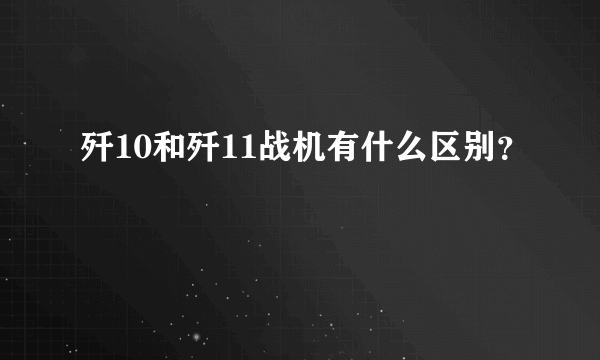 歼10和歼11战机有什么区别？