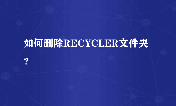 如何删除RECYCLER文件夹？