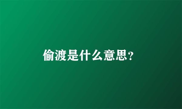 偷渡是什么意思？