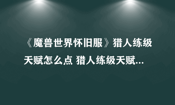 《魔兽世界怀旧服》猎人练级天赋怎么点 猎人练级天赋加点攻略