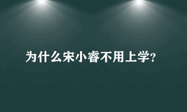 为什么宋小睿不用上学？