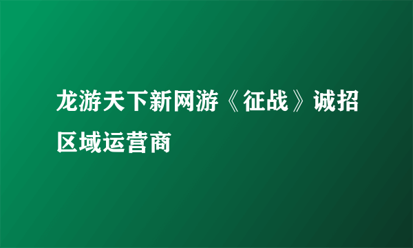 龙游天下新网游《征战》诚招区域运营商