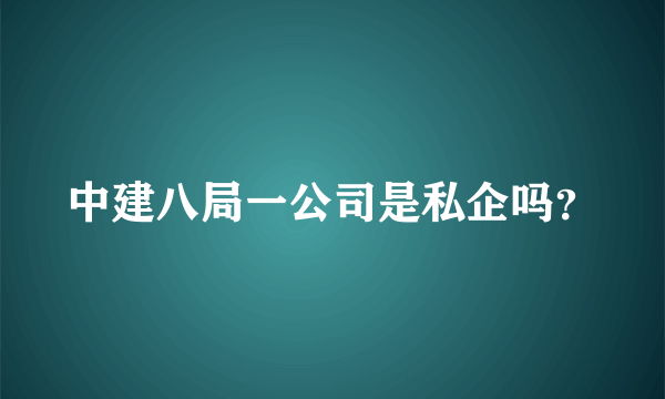 中建八局一公司是私企吗？