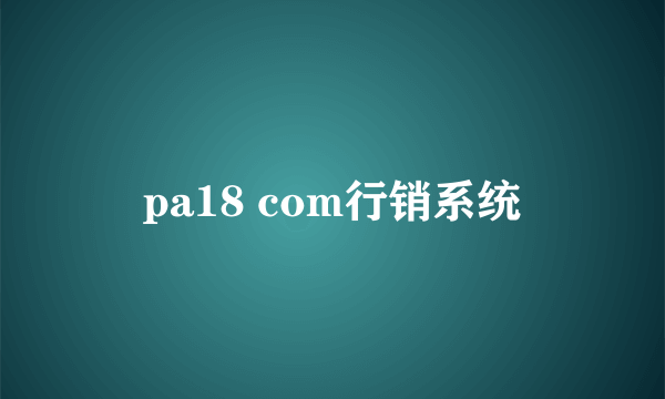 pa18 com行销系统