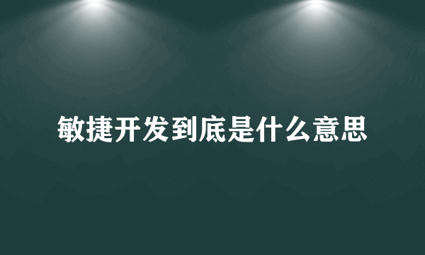 敏捷开发到底是什么意思