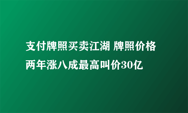 支付牌照买卖江湖 牌照价格两年涨八成最高叫价30亿