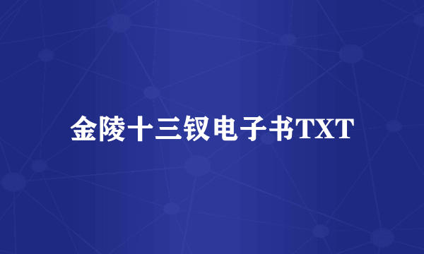 金陵十三钗电子书TXT